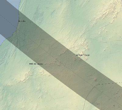 Map of the eclipse path across Western Sahara on 10/06/2898