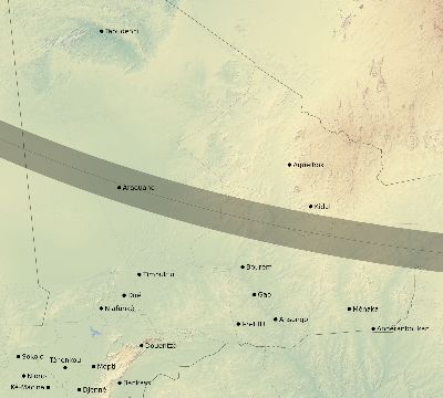 Map of the eclipse path across Mali on 10/06/2898