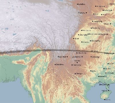 Map of the eclipse path across China on 04/01/2899