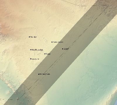 Map of the eclipse path across Ethiopia on 04/01/2899
