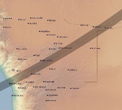 Map of the eclipse path across Namibia on 04/01/2899