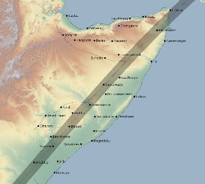 Map of the eclipse path across Somalia on 04/01/2899