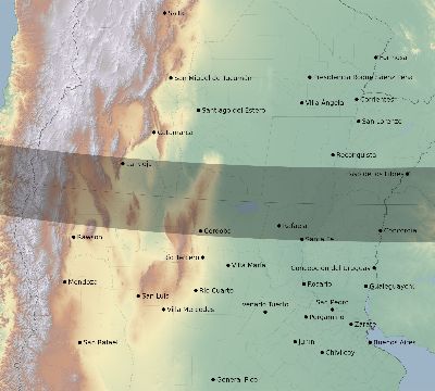 Map of the eclipse path across Argentina on 09/26/2899