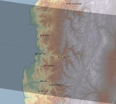 Map of the eclipse path across Chile on 09/26/2899