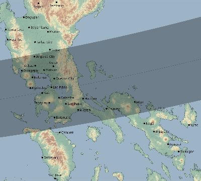 Map of the eclipse path across Philippines on 03/22/2900