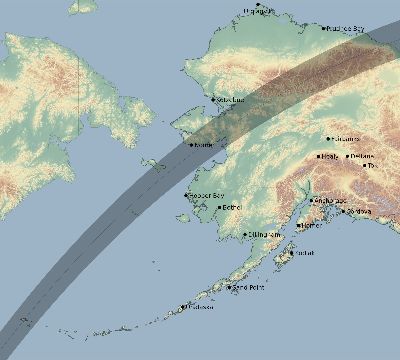 Map of the eclipse path across United States on 03/22/2900