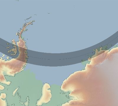 Map of the eclipse path across Antarctica on 01/30/2902