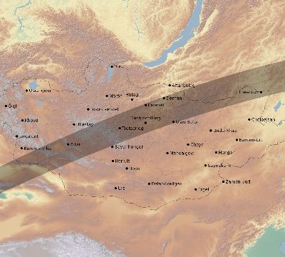 Map of the eclipse path across Mongolia on 07/26/2902