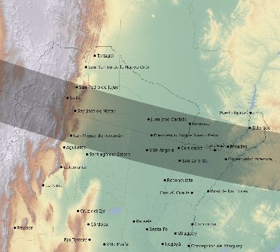 Map of the eclipse path across Argentina on 01/19/2903