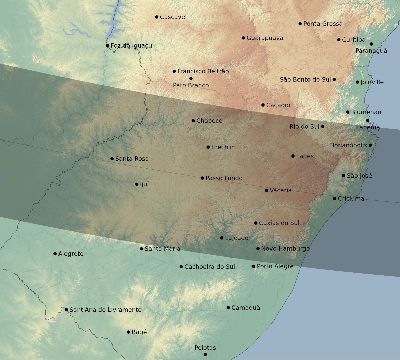 Map of the eclipse path across Brazil on 01/19/2903