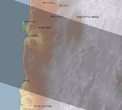 Map of the eclipse path across Chile on 01/19/2903