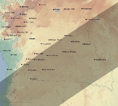 Map of the eclipse path across Cameroon on 01/19/2903