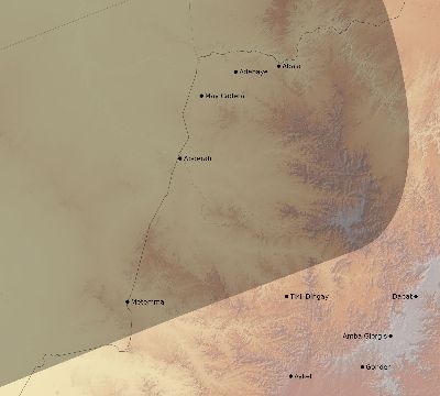 Map of the eclipse path across Ethiopia on 01/19/2903