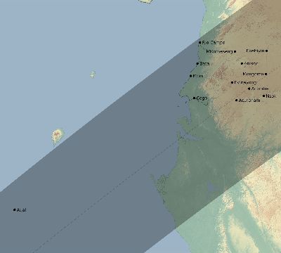Map of the eclipse path across Equatorial Guinea on 01/19/2903