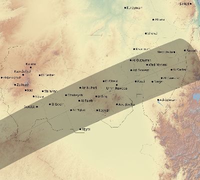 Map of the eclipse path across Sudan on 01/19/2903