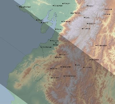 Map of the eclipse path across Ecuador on 07/16/2903