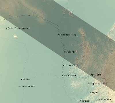 Map of the eclipse path across Paraguay on 07/16/2903