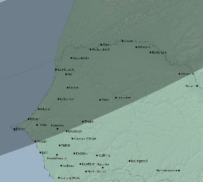 Map of the eclipse path across Senegal on 01/08/2904