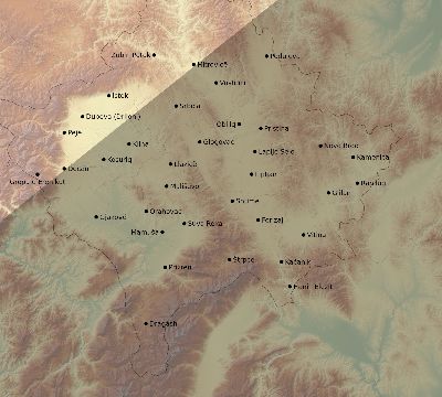 Map of the eclipse path across Kosovo on 01/08/2904