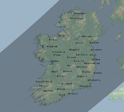 Map of the eclipse path across Ireland on 05/25/2905