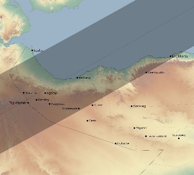 Map of the eclipse path across Somalia on 05/14/2906