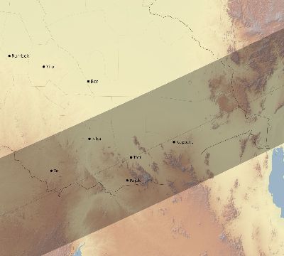 Map of the eclipse path across South Sudan on 05/14/2906
