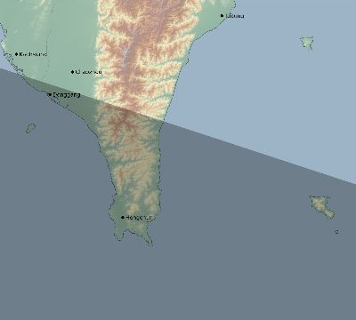 Map of the eclipse path across Taiwan on 05/14/2906