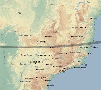 Map of the eclipse path across Brazil on 03/02/2910