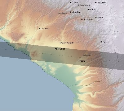 Map of the eclipse path across Peru on 03/02/2910