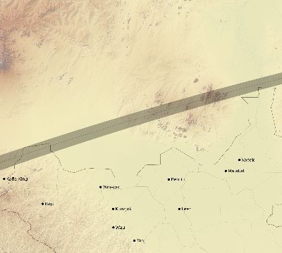 Map of the eclipse path across South Sudan on 03/02/2910