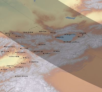 Map of the eclipse path across Kyrgyzstan on 12/29/2912