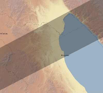 Map of the eclipse path across Malawi on 06/25/2913