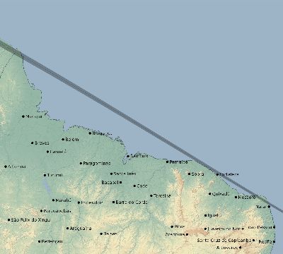 Map of the eclipse path across Brazil on 12/18/2913