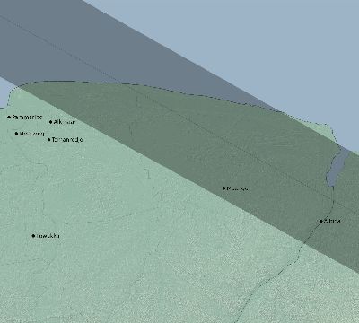 Map of the eclipse path across Suriname on 12/18/2913