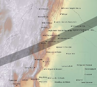 Map of the eclipse path across Argentina on 04/12/2917