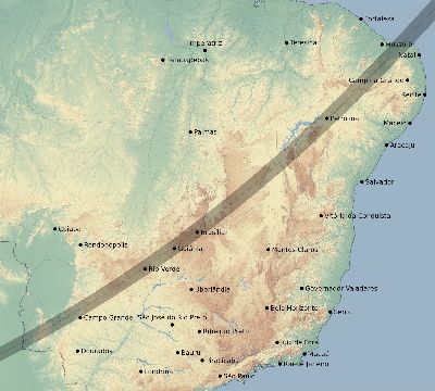 Map of the eclipse path across Brazil on 04/12/2917