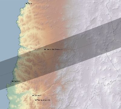 Map of the eclipse path across Chile on 04/12/2917