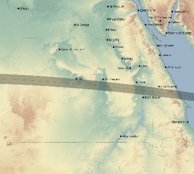 Map of the eclipse path across Egypt on 04/12/2917
