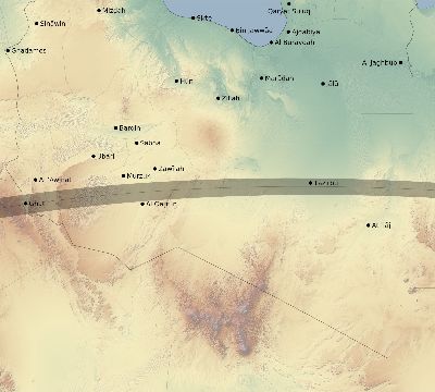 Map of the eclipse path across Libya on 04/12/2917
