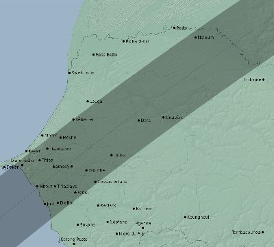 Map of the eclipse path across Senegal on 04/12/2917
