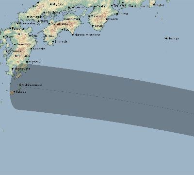 Map of the eclipse path across Japan on 10/07/2917