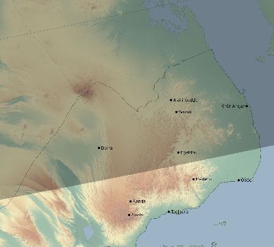 Map of the eclipse path across Djibouti on 04/02/2918