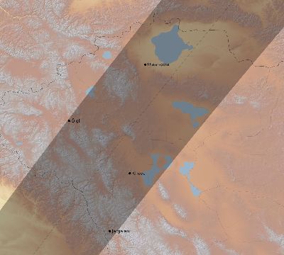 Map of the eclipse path across Mongolia on 04/02/2918