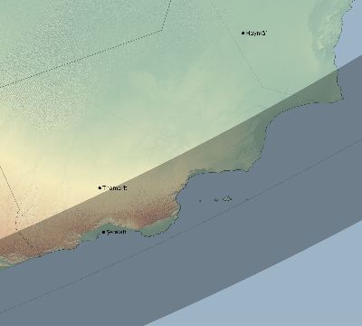 Map of the eclipse path across Oman on 04/02/2918