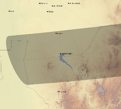 Map of the eclipse path across Sudan on 04/02/2918