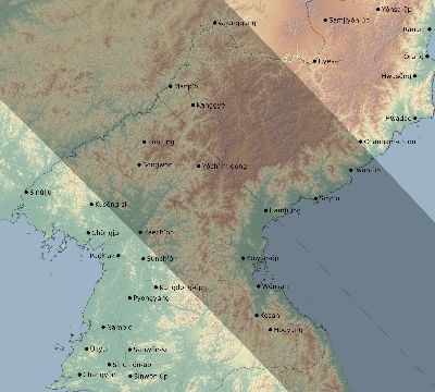 Map of the eclipse path across North Korea on 08/05/2920