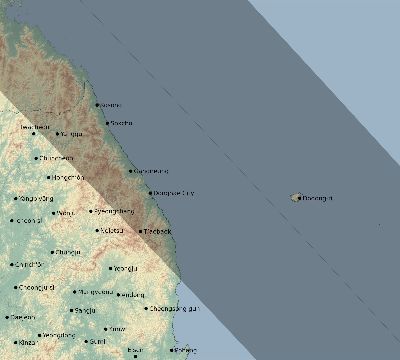 Map of the eclipse path across South Korea on 08/05/2920