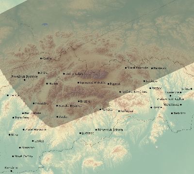 Map of the eclipse path across Slovakia on 08/05/2920