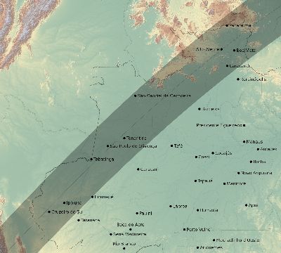 Map of the eclipse path across Brazil on 01/30/2921