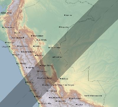 Map of the eclipse path across Peru on 01/30/2921
